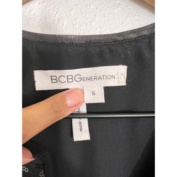 BCBGeneration Black Sequin Detail Shift Dress | Size S - Picture 4 of 11